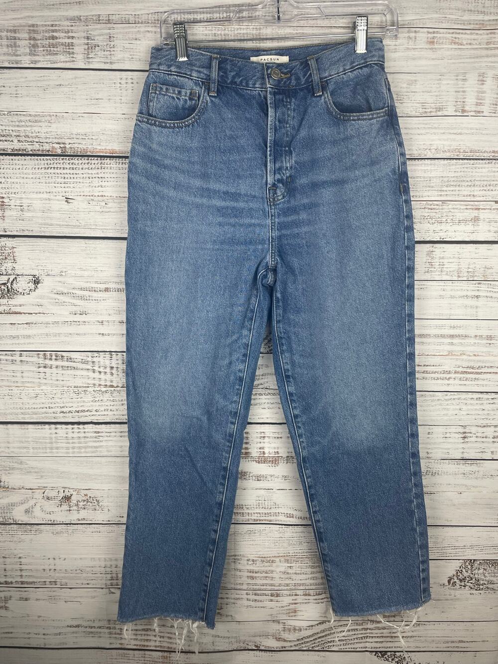 Pacsun High Rise Straight Jeans 27 100% Cotton Button Fly Medium Wash Normcore